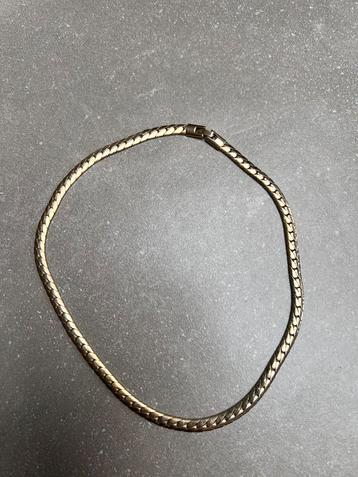 VINTAGE PLAT GOURMET VERGULD DOUBLE CHOKER KETTING COLLIER beschikbaar voor biedingen