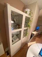 Buffetkast zijdeglans wit met glas, Ophalen, Zo goed als nieuw, 25 tot 50 cm, Glas