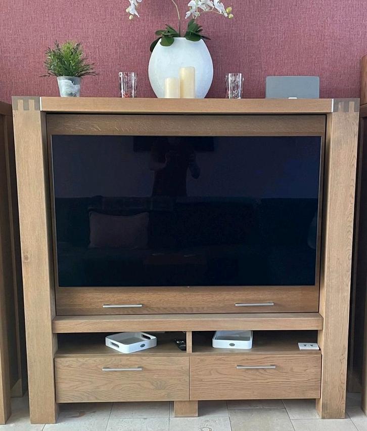 Draaibare tv-meubel, Huis en Inrichting, Kasten | Televisiemeubels, Gebruikt, 150 tot 200 cm, 150 tot 200 cm, 25 tot 50 cm, Eikenhout