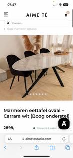 Prachtige ovale marmeren eettafel van Aime Té, Huis en Inrichting, Tafels | Eettafels, 100 tot 150 cm, Verzenden, 200 cm of meer