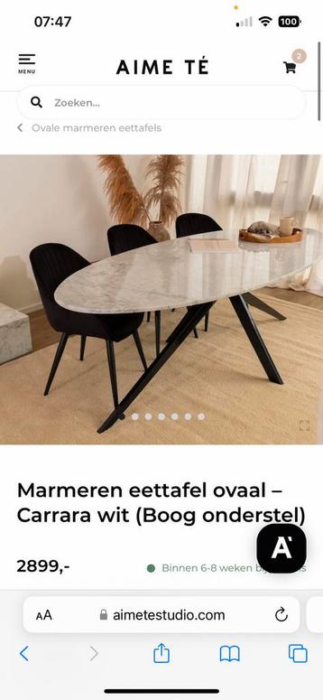 Prachtige ovale marmeren eettafel van Aime Té beschikbaar voor biedingen