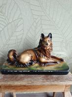 Charmant gipsen beeld van een herdershond uit de jaren '40, Antiek en Kunst, Ophalen of Verzenden