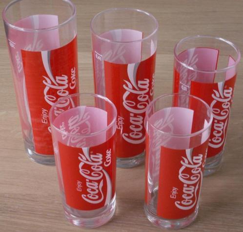 Set 5 Coca Cola glazen 2x rood logo Enjoy Coca-Cola Coke, Verzamelen, Glas en Borrelglaasjes, Nieuw, Bierglas, Verzenden