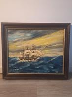 Schilderij van een zeilschip op zee door V. Eijk, Ophalen of Verzenden