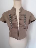 TRENDY beige bolero jasje (korte mouw) met zilveren knopen S, Beige, Nieuw, Ophalen of Verzenden, Jasje