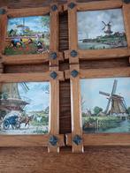 Vintage Houten Tegel Tableau met Hollandse Molens, Antiek en Kunst, Ophalen of Verzenden