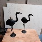 Twee ijzeren flamingo 23 cm hoog ., Ophalen of Verzenden