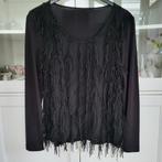 Zwarte Blouse trui met franjes maat 38 en lange mouw, Ophalen of Verzenden, Zo goed als nieuw, Zwart