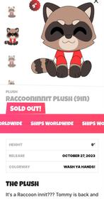Nieuw Youtooz Raccooninnit Plush, Ophalen of Verzenden, Nieuw, Overige typen