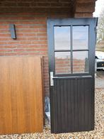 Maranti hardhouten buitendeur met enkel glas, Gebruikt, 80 tot 100 cm, Ophalen of Verzenden, Buitendeur