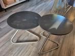 Set van 2 bijzettafels, Huis en Inrichting, Tafels | Bijzettafels, Minder dan 55 cm, Gebruikt, Metaal of Aluminium, Rond