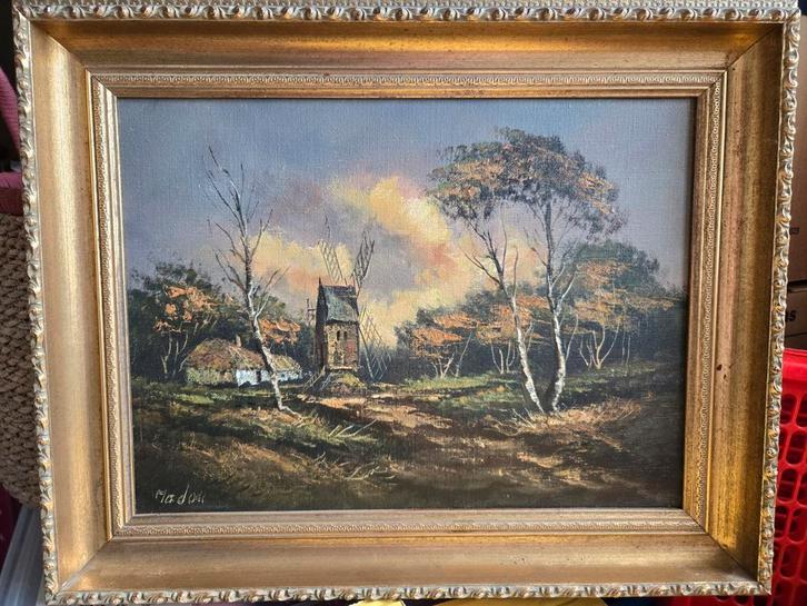 Prachtig schilderij - Madou - Landschap met molen, Antiek en Kunst, Kunst | Schilderijen | Klassiek, Ophalen of Verzenden