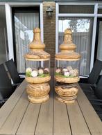 Grote houten windlichten, Huis en Inrichting, Ophalen, Gebruikt, Hout, 75 cm of meer