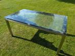 Gratis tafel, RVS onderstel plus glasplaat, Ophalen, Gebruikt, Vierkant, 50 tot 100 cm