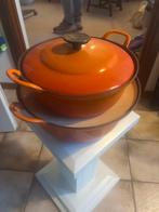 Le Creuset 2-delige Pannenset Oranje, Huis en Inrichting, Keuken | Potten en Pannen, Ophalen, Gebruikt, Pannenset, Gietijzer