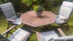 Teakhouten tuinset: inklapbare tafel & 4 verstelbare stoelen, Tuin en Terras, Tuinsets en Loungesets, Ophalen of Verzenden, Gebruikt