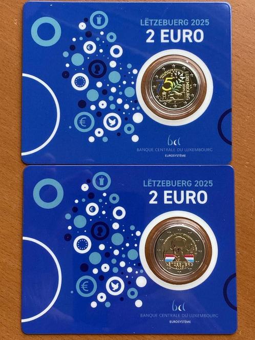2 Euro Luxemburg 2025 BU 2x coincard Hendrik Schuman kleur, Postzegels en Munten, Munten | Europa | Euromunten, Setje, 2 euro