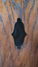 Vintage brocante Eiken boeken- Vitrinekastje met Gordijntjes, Ophalen, Vintage, Eikenhout, 50 tot 100 cm