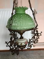 Vintage hanglamp, koper/ groen glazen kap. €10,-, Minder dan 50 cm, Ophalen of Verzenden, Zo goed als nieuw