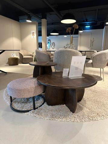 Salontafel rond Walnoot bruin | Bijzettafel mangohout bruin beschikbaar voor biedingen