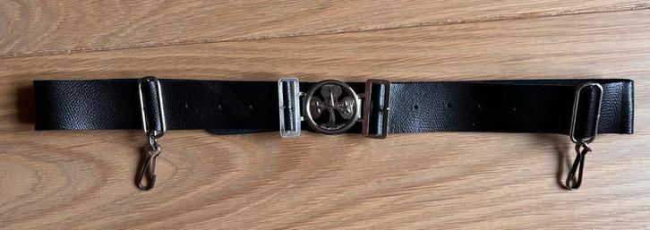 Scouting riem met klaver gesp – zwart leer, Verzamelen, Scouting, Zo goed als nieuw, Kleding, Ophalen of Verzenden