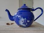 emaille theepotje blauw/bloem 0,5 l., Antiek en Kunst, Antiek | Emaille, Ophalen of Verzenden