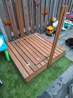 Houten Zandbak met Speelgoed + Poezenwipwap, Ophalen, Gebruikt