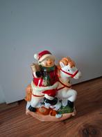 Keramiek Windlicht Sneeuwman op Schommelpaard, Huis en Inrichting, Ophalen of Verzenden, Zo goed als nieuw