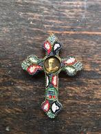 Kruisje paus Pius XII micro mosaic, Ophalen of Verzenden, Zo goed als nieuw, Sieraad, Christendom | Katholiek