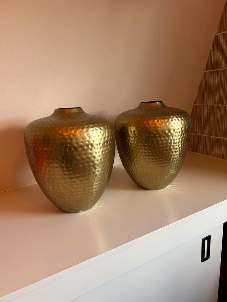Gouden vazen set van 2 - Toulouse Goud, Huis en Inrichting, Woonaccessoires | Vazen, Zo goed als nieuw, Overige kleuren, Minder dan 50 cm