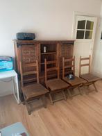 Vier houten stoelen in boenwas, Ophalen, Gebruikt, Bruin, Vier