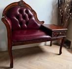 Mooi oud vintage telefoonbankje, nieuwstaat, leer, Antiek en Kunst, Ophalen