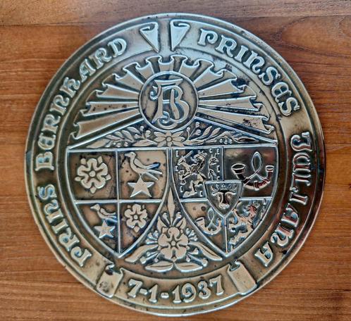 Huwelijksbord Juliana & Bernhard 1937, Antiek en Kunst, Antiek | Wandborden en Tegels, Ophalen of Verzenden