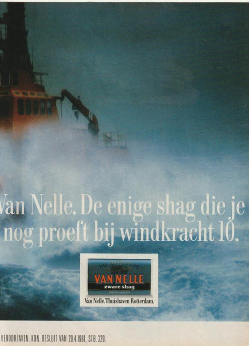 Retro reclame 1990 Van Nelle shag schip windkracht 10, Verzamelen, Retro, Overige typen, Verzenden