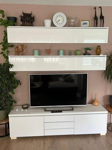 BESTÅ BURS Ikea TV bench and shelves, high-gloss white - afbeelding 2