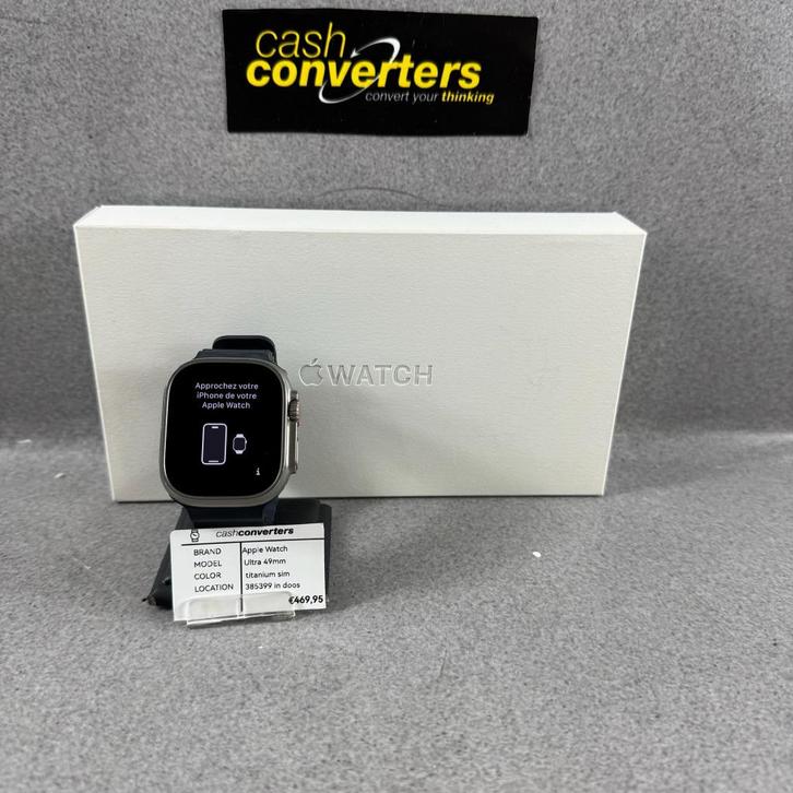 Apple Watch Ultra 49mm | Titanium SIM | 100% | 385399, Sieraden, Tassen en Uiterlijk, Smartwatches, Android, Zwart, Afstand, Calorieverbanding