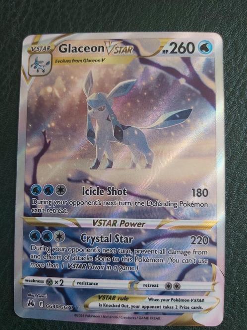 Glaceon Vstar #Gg40 Crown Zenith, Hobby en Vrije tijd, Verzamelkaartspellen | Pokémon, Zo goed als nieuw, Losse kaart, Ophalen of Verzenden