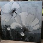 Fraai echt schilderij  twee bloemen - 100x100cm, Ophalen, Zo goed als nieuw, Schilderij, Minder dan 50 cm