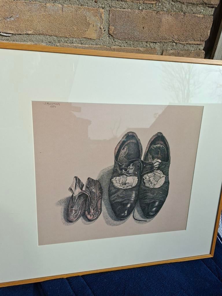 Jopie Huisman, Schilderij: De 1ste en laatste schoenen  ❤️, Antiek en Kunst, Kunst | Litho's en Zeefdrukken, Ophalen of Verzenden