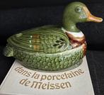 Grote groene eend pate schaal frans brocante izgst gaaf, Antiek en Kunst, Curiosa en Brocante, Verzenden