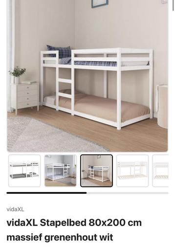 Mooi Splinter nieuw wit/grenen houten stapelbed beschikbaar voor biedingen