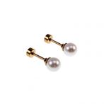 6mm Oorstekers Parel Oorbellen Kunstmatige Goudkleurig RVS, Sieraden, Tassen en Uiterlijk, Oorbellen, Overige materialen, Hangers