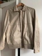 Vintage Beige Leren Bomber Jack, Beige, Ophalen of Verzenden, Vintage, Maat 36 (S)