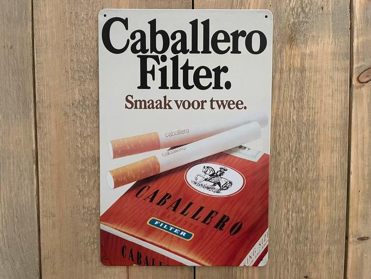 Reclamebord Caballero Cigarettes 20x30, Verzamelen, Merken en Reclamevoorwerpen, Zo goed als nieuw, Reclamebord, Ophalen of Verzenden