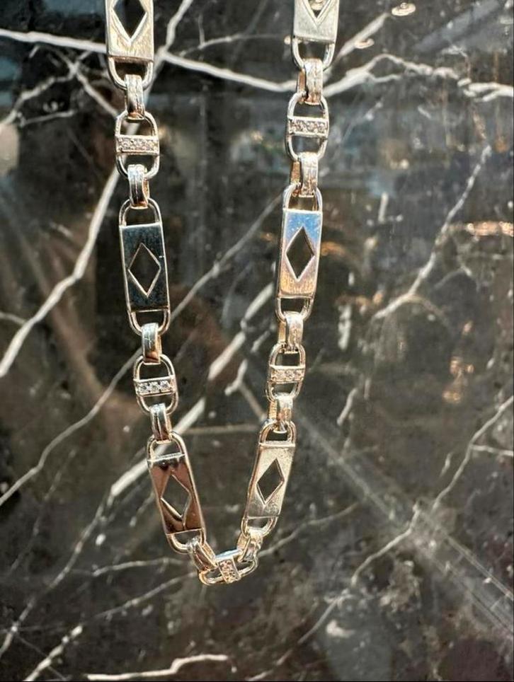Prachtige 925 zilveren platte magnum chain, Sieraden, Tassen en Uiterlijk, Kettingen, Nieuw, Goud, Ophalen of Verzenden