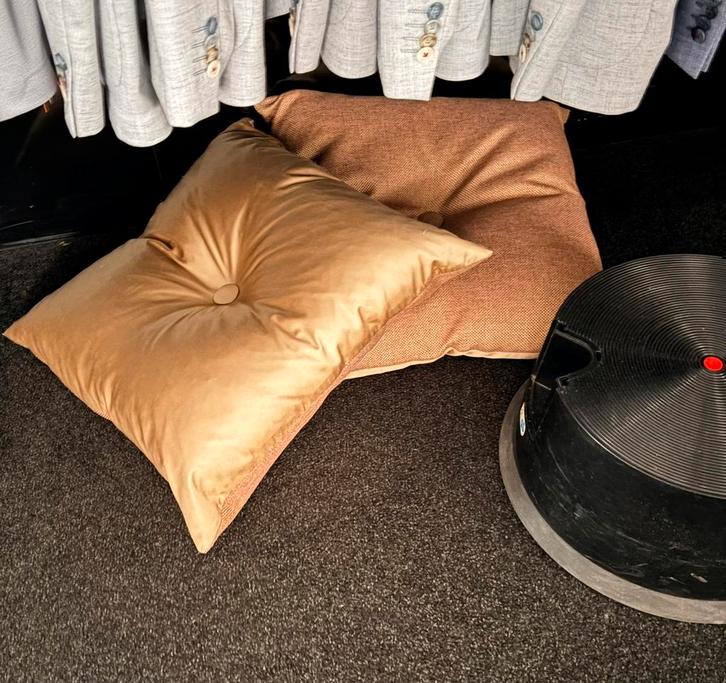 Kussens 2 stuks goudsatijn/beige, Huis en Inrichting, Woonaccessoires | Kussens, Zo goed als nieuw, Beige, Vierkant, Ophalen of Verzenden