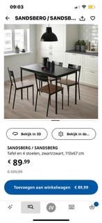 Kleine Eettafel met stoelen, Ophalen, 50 tot 100 cm, 100 tot 150 cm, Vier personen