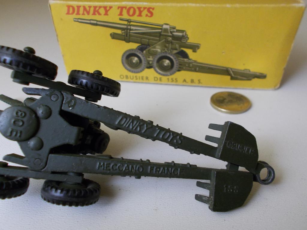 1955 Dinky Toys 80E OBUSIER DE 155 A.B.S. + ORIG.DOOSJE! (G), Ophalen of Verzenden, Zo goed als nieuw, Overige typen, Dinky Toys