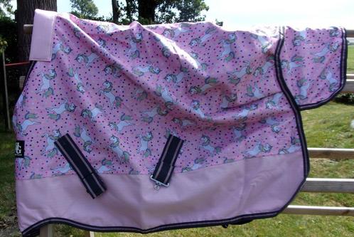roze unicorn regendeken 75-125 outdoordeken shet pony HG, Dieren en Toebehoren, Paarden en Pony's | Dekens en Dekjes, Nieuw, Deken