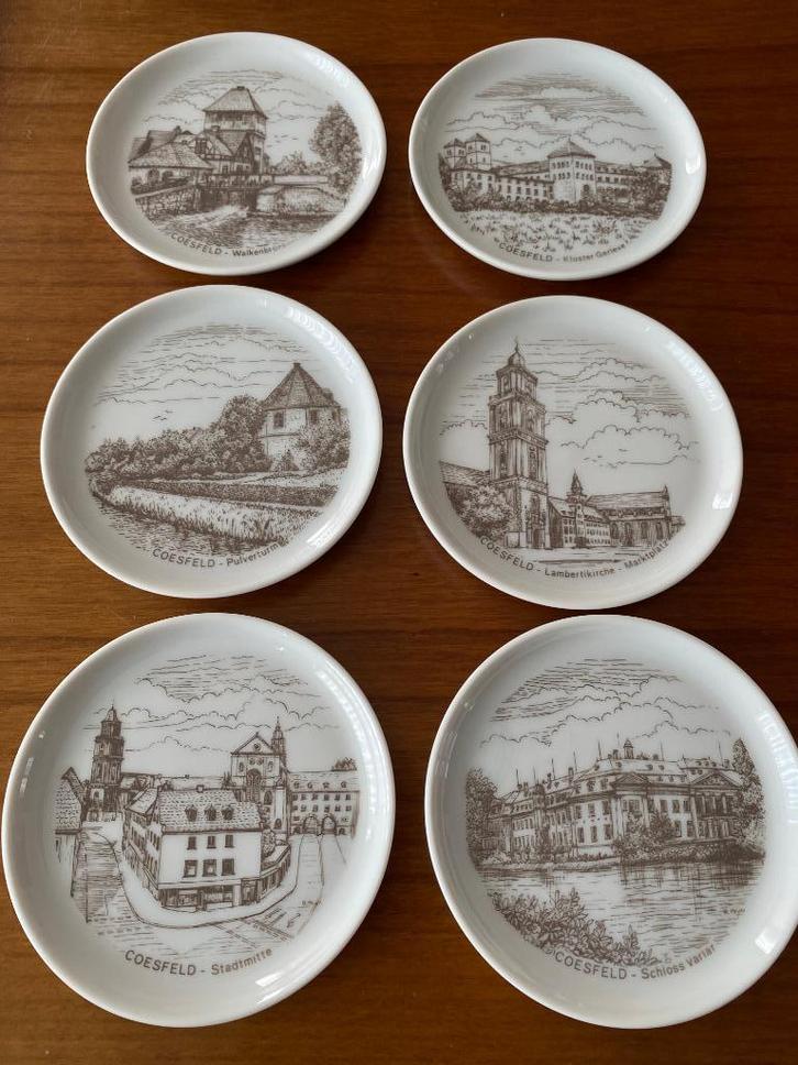Furstenberg porseleinen onderzetters (6) Coesfeld Duitsland, Huis en Inrichting, Woonaccessoires | Onderzetters, Zo goed als nieuw